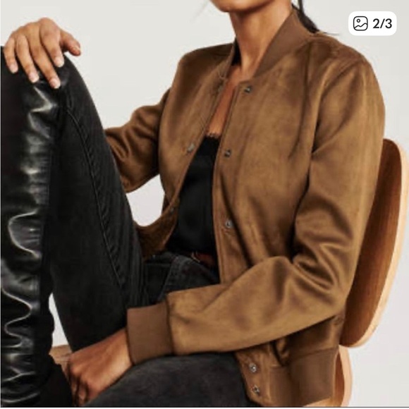Abercrombie & Fitch Faux Suede Bomber Jacket - Picture 2 of 6